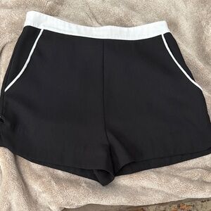 Lush Black High-Waist Shorts with White Trim